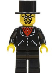 Lego adv038 - Lord Sam Sinister - Suit with 3 Buttons Black - Black Legs, Top Hat 