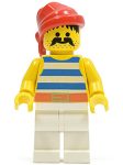   Lego pi073 - Pirate Blue / White Stripes Shirt, White Legs, Red Bandana 