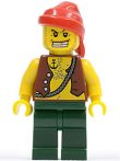   Lego pi130 - Pirate Vest and Anchor Tattoo, Dark Green Legs, Red Bandana 